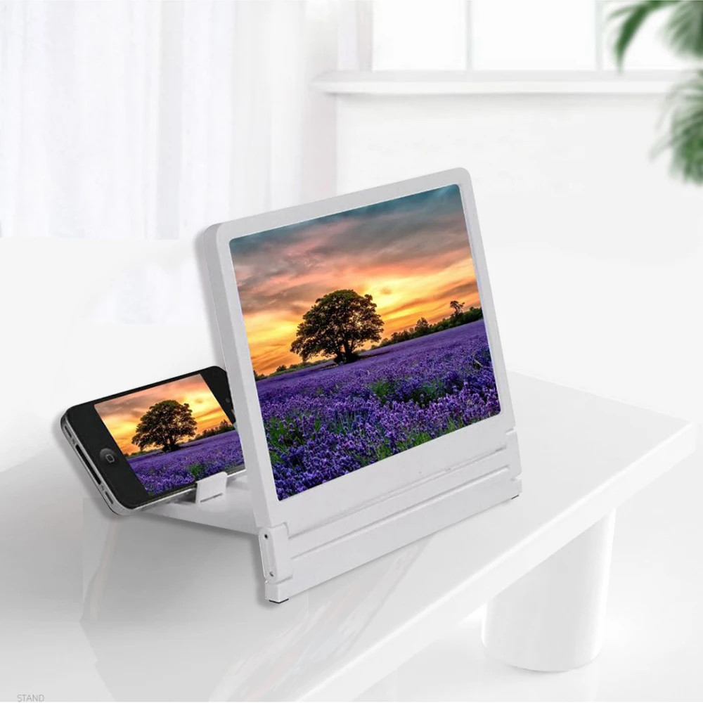 3D Mobile Phone Screen Magnifier Amplifying Stand Movie Portable Foldable Desktop Bracket Glass Smartphone Holder