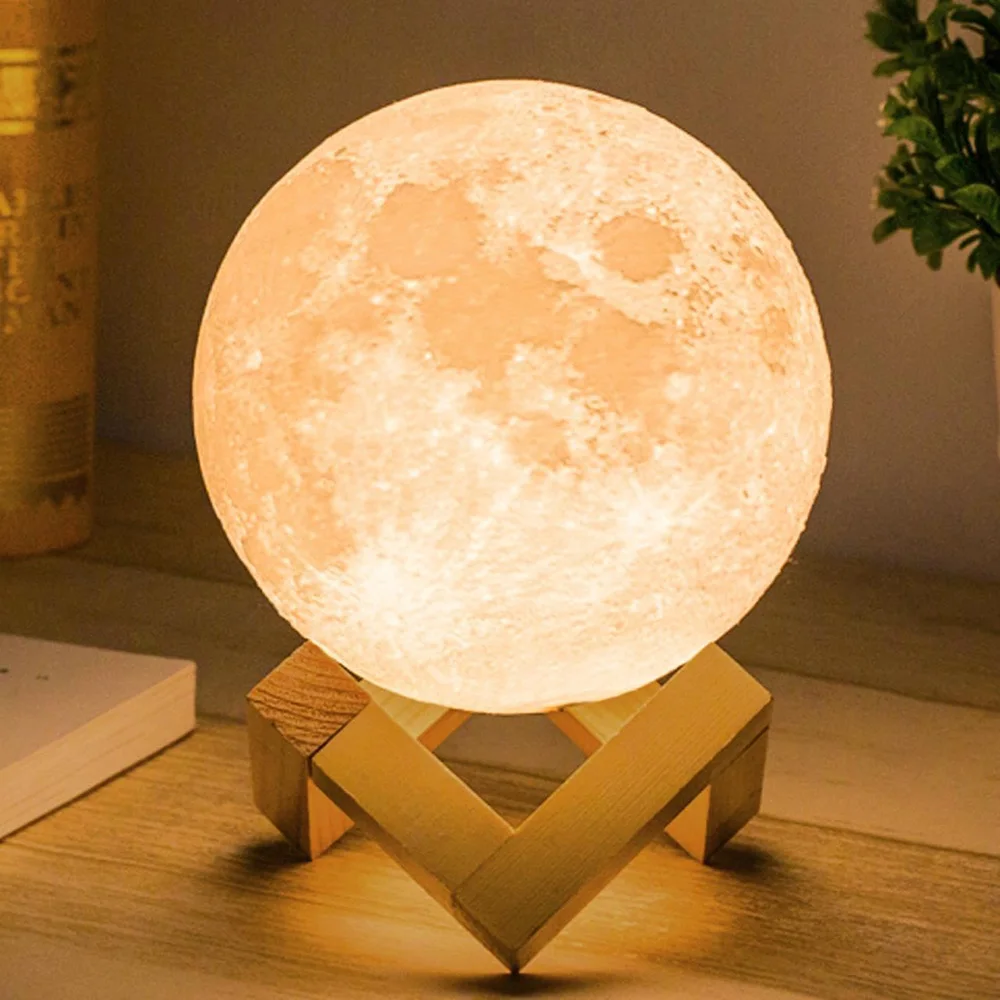 3D Print Moon Lamp Rechargeable LED Night Light Touch Moon Lamp Children Night Lamp Table Lamp Home Bedroom Decor Birthday Gifts