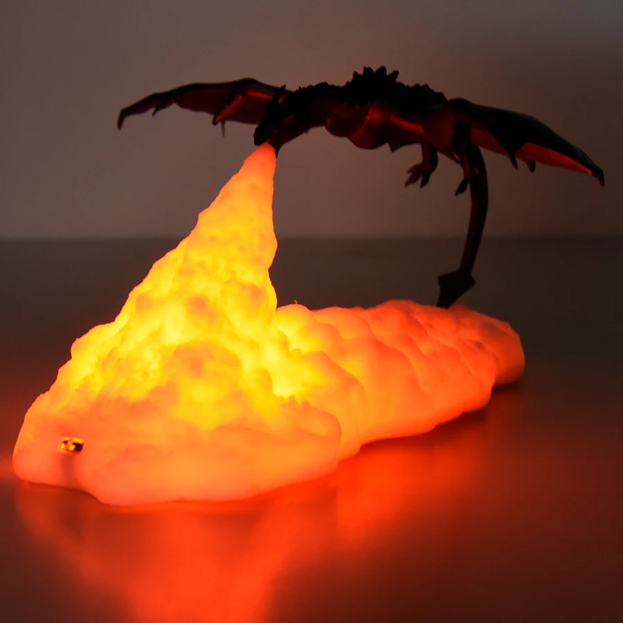 3D Room Decor Print LED Fire Dragon Ice Dragon Lamps Home Desktop Rechargeable Lamp Best Gift For Children Family  Home Decor