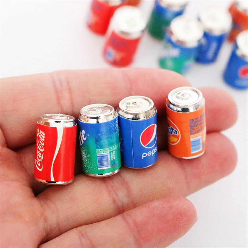 3PCS Mini Cola Soda Drink Can Scale Model Ornament Dollhouse 1:12 Miniature Drink Bottle Simulation Models DIY Home Decor Crafts