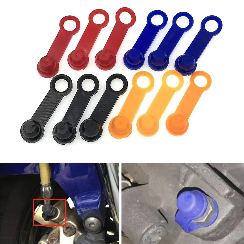 3pcs Car Brake Pump Dust Cap Oil Drain Screw Cap Brake Caliper Sealing Nipple Screw Dust Cap Cover Rubber Motorcycle Accessories