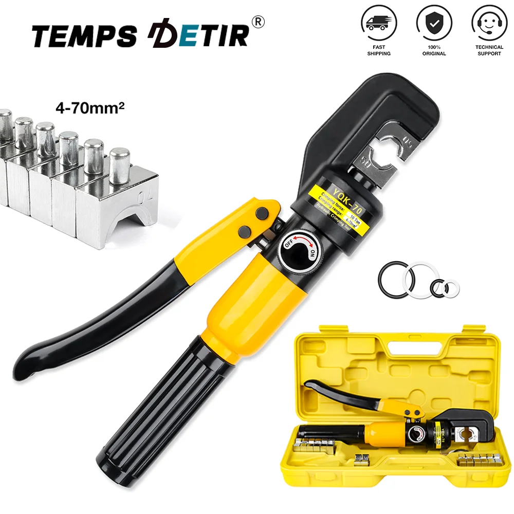 4,6,10,16,25,35,50,70mm² Hydraulic Clamp Home Hydraulic Crimping Tool, DIY Cable Wiring Crimping Plier, Cordless Hydraulic Press