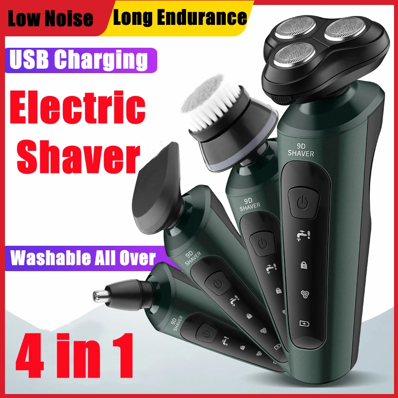 4 in 1 Electric Shaver for Men Rechargeable Shaver Portable Shaver Professional Razor Beard Trimmer Washable Shaver