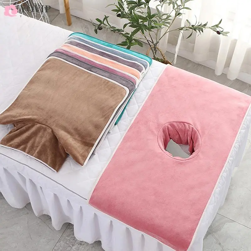 40*80cm Thickened Beauty  SPA Massage Table Planking Face Towel with Hole Bed Bandana