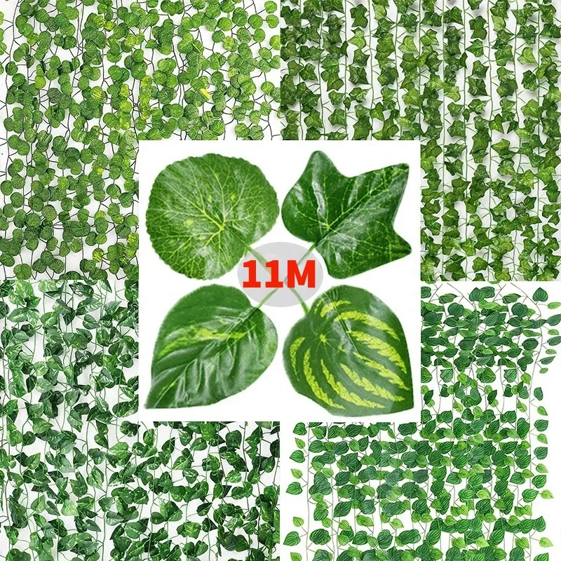 440CM Artificial Plant Green Ivy Leaf Garland Fake Plant Creeper Hanging Vine DIY for Wedding Party Home Garden Wall Decoration