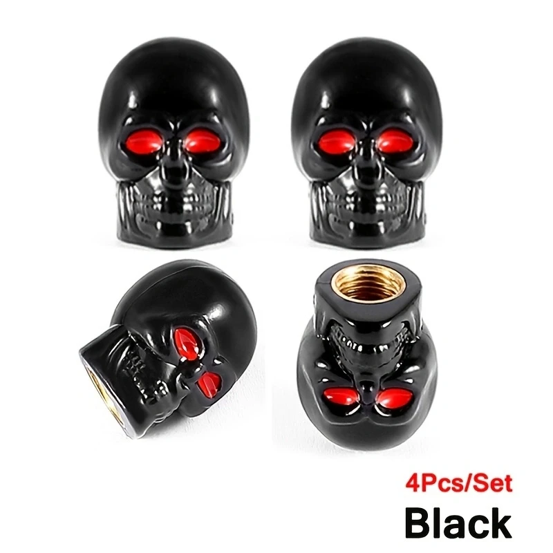 4Pcs Skull Skeleton Tire Valve Caps for Tires Universal Stem Valve Caps Attractive Dustproof Caps Car motorcycle Accessories