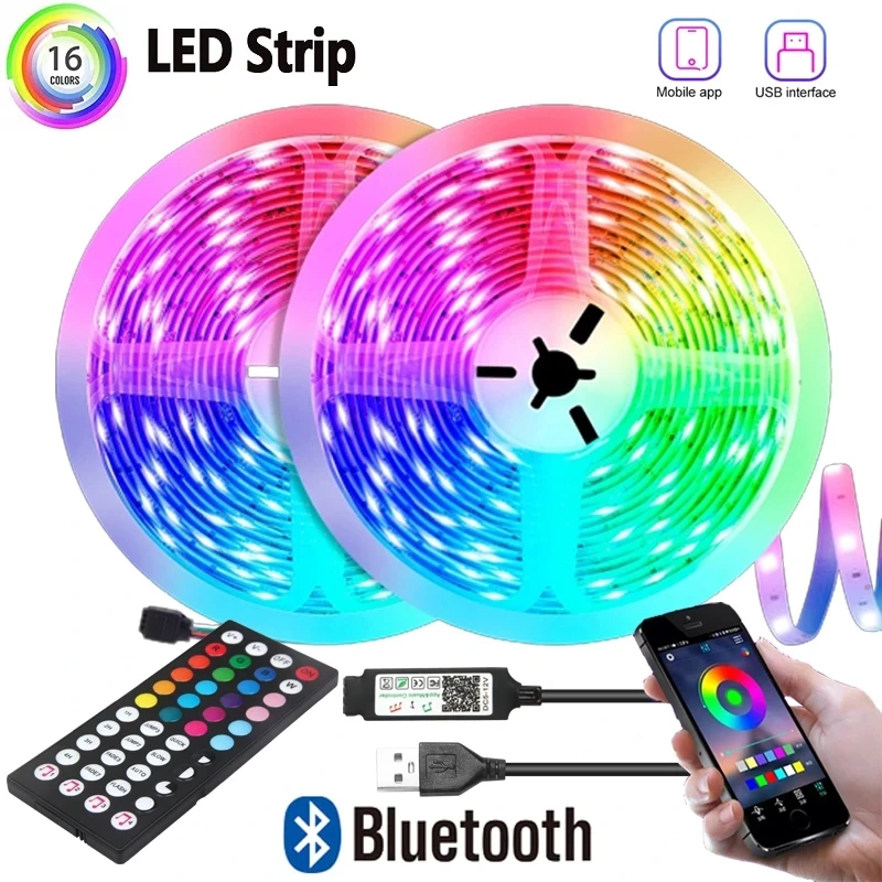 5050 Usb Strips Led Lights For Bedroom Alexa 5V Adhesive Led Tape Luces Led Tv Sticker Rgb String Wifi 20 Meters Led Lamp Band