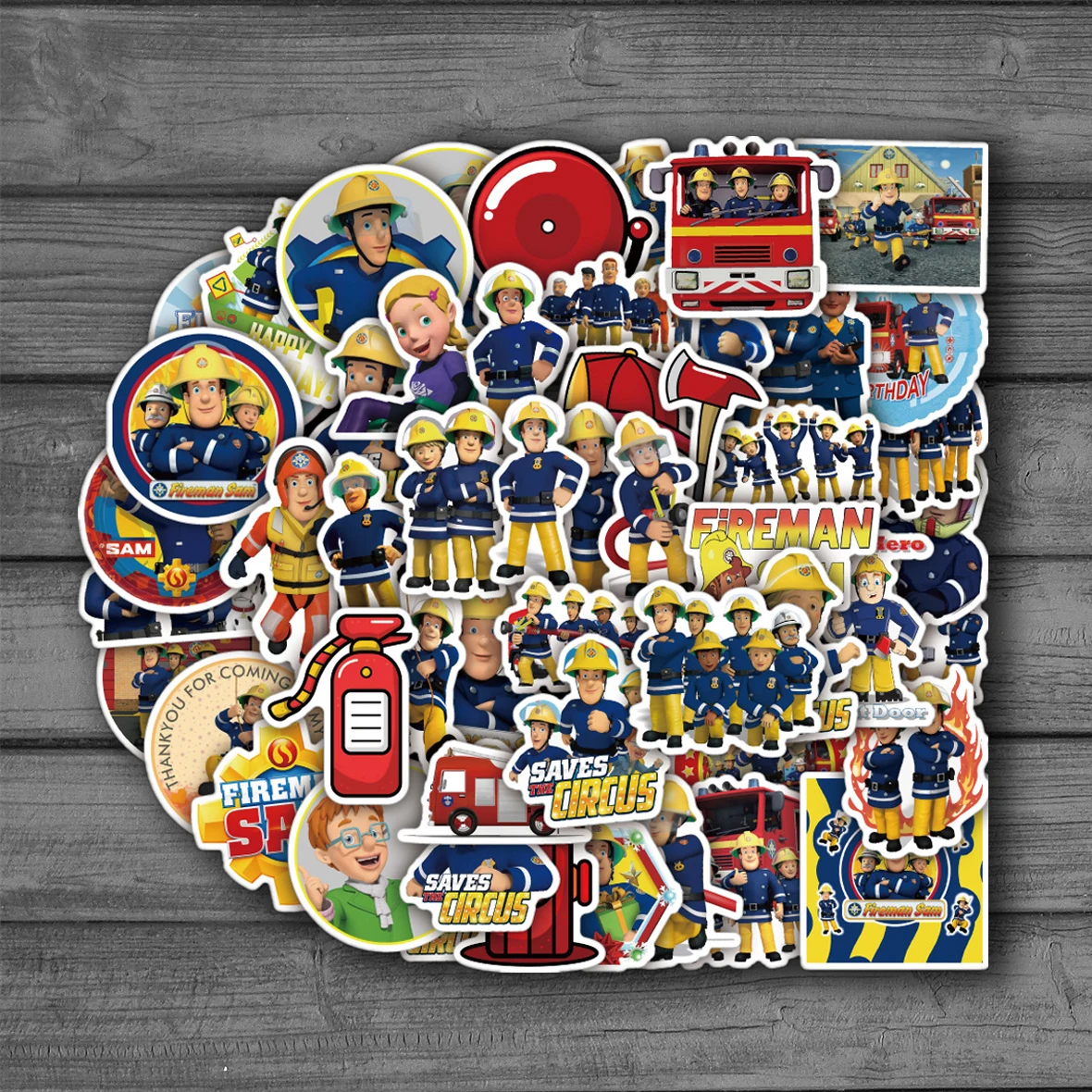 50Pcs Safety Education Fireman Sam Cartoon Stickers DIY Laptop Luggage Skateboard Graffiti Decals Sticker for Kids Toys Gifts