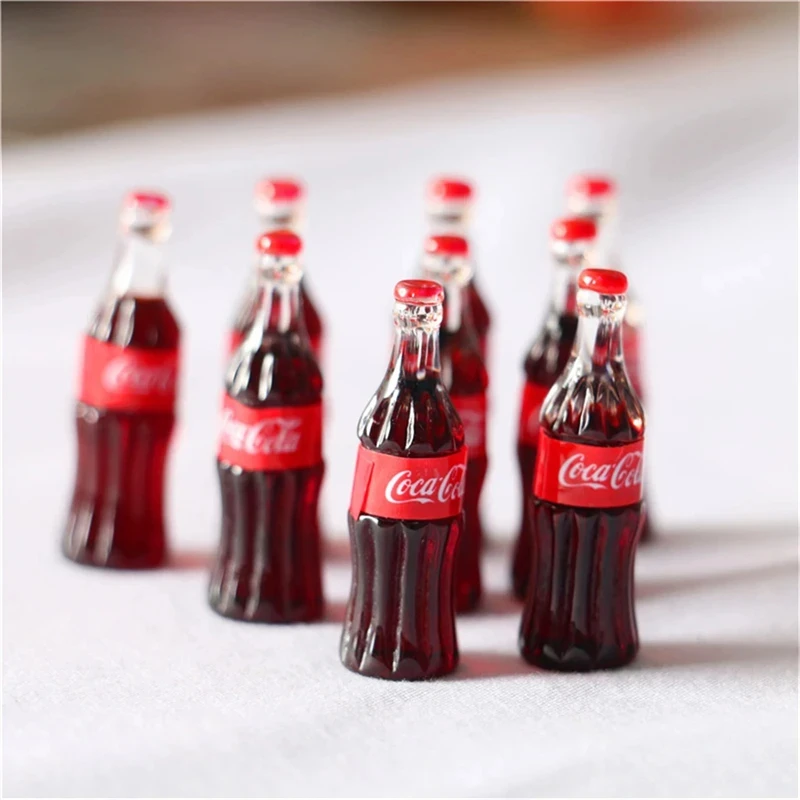 5PCS Mini Cola Soft Drink Bottle Scale Model Ornament Miniature Beverage Coke Bottle Simulation Models DIY Home Decor Craft