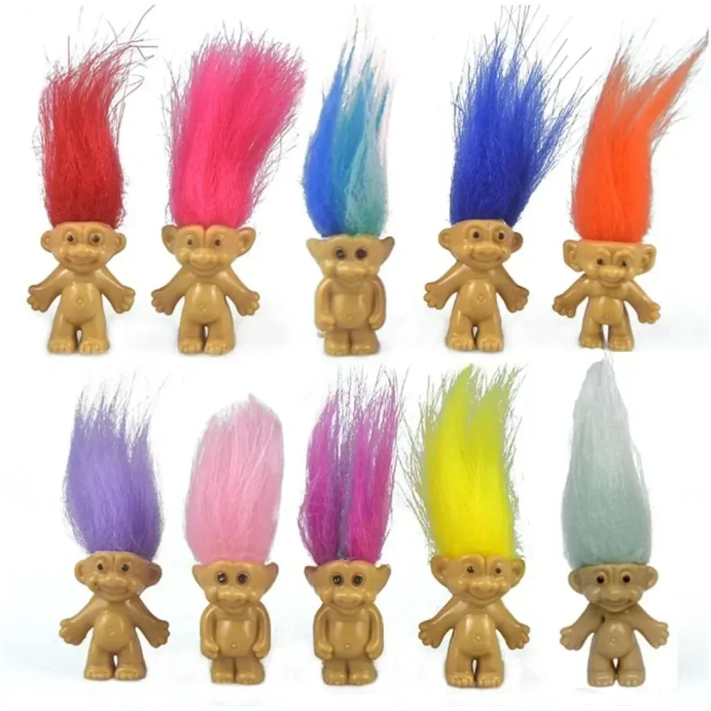 5Pcs Mini Troll Dolls Anime Action Figure Colorful Hair Family Members Models Collection Kids Toys for Children Gift Nostalgic