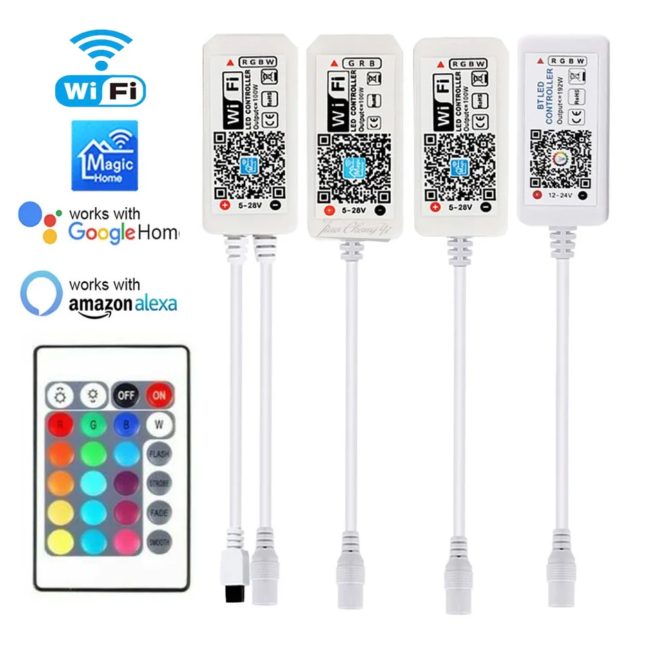 5V 12V 24V LED Strip WIFI RGB RGBW Controller Android IOS APP Bluetooth-compatible Magic Home IR Control For RGB RGBW LED strip