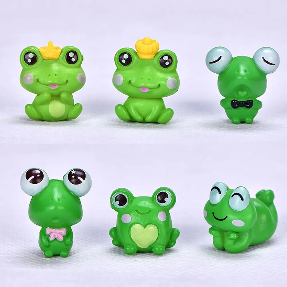 6 PCS/Set Miniature Fairy Garden Micro Landscape Mini Dollhouse Bonsai Decor Frog Resin Ornament Crafts Mini Statue