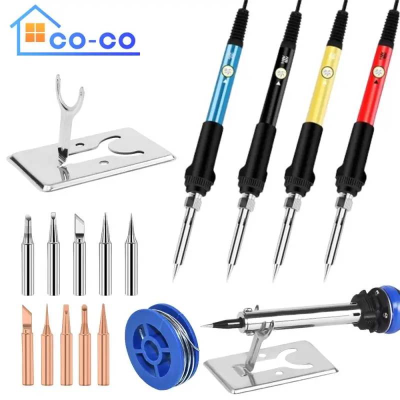 60W 220V/110V EU/US Adjustable Temperature Electric Soldering Iron Solder Tin Welding Solder Heating Nib Repair Welding Tool