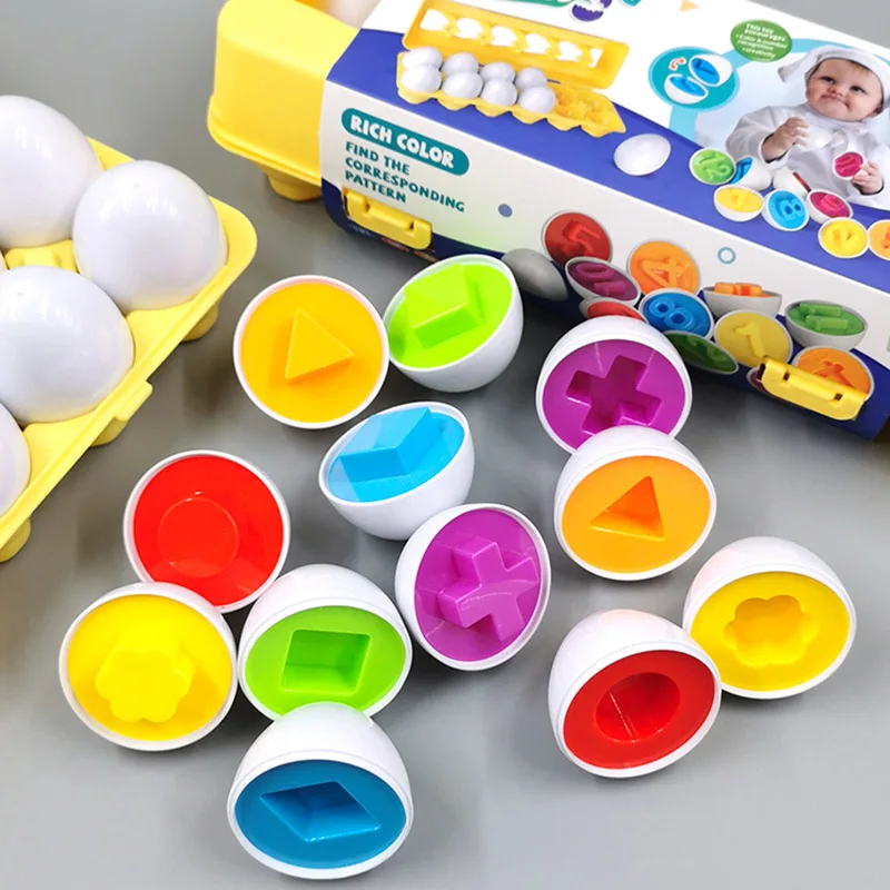 6pcs Montessori Smart Eggs 3D Puzzle Toys for Children Educational Learning Math Toy Kids Color Shape Recognize Match Easter Egg