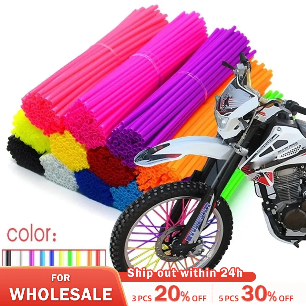 72Pcs Motorcycle Wheel Spoked Protector Wraps Rims Skin Trim Covers Pipe For Motocross Bicycle Bike Cool Accessories 11 Colors