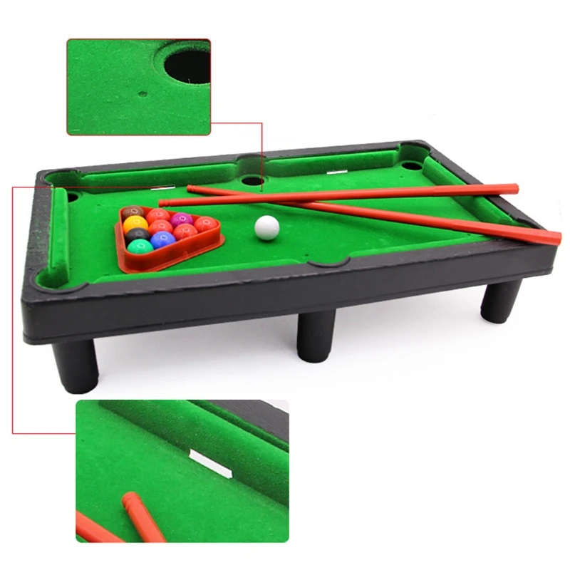 77HC Mini Pool Table Tabletop Desktop Billiards Snooker Game with 2 Sticks & Balls Home Office Desk Stress Relief Games