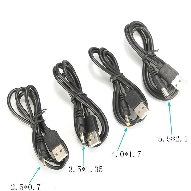 80CM USB Port To 2.5mm – 5.5mm 5V DC Barrel Jack Power Connector Cable Black For LED / Electronic Goods