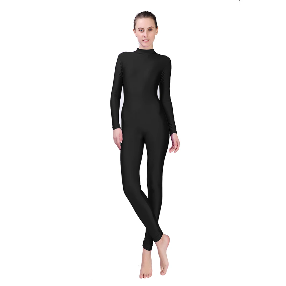 AOYLISEY Women Long Sleeve Dance Unitard Turtleneck Full Body Bodysuit Spandex Gymnastic Yoga Jumpsuits Mens Halloween Costumes