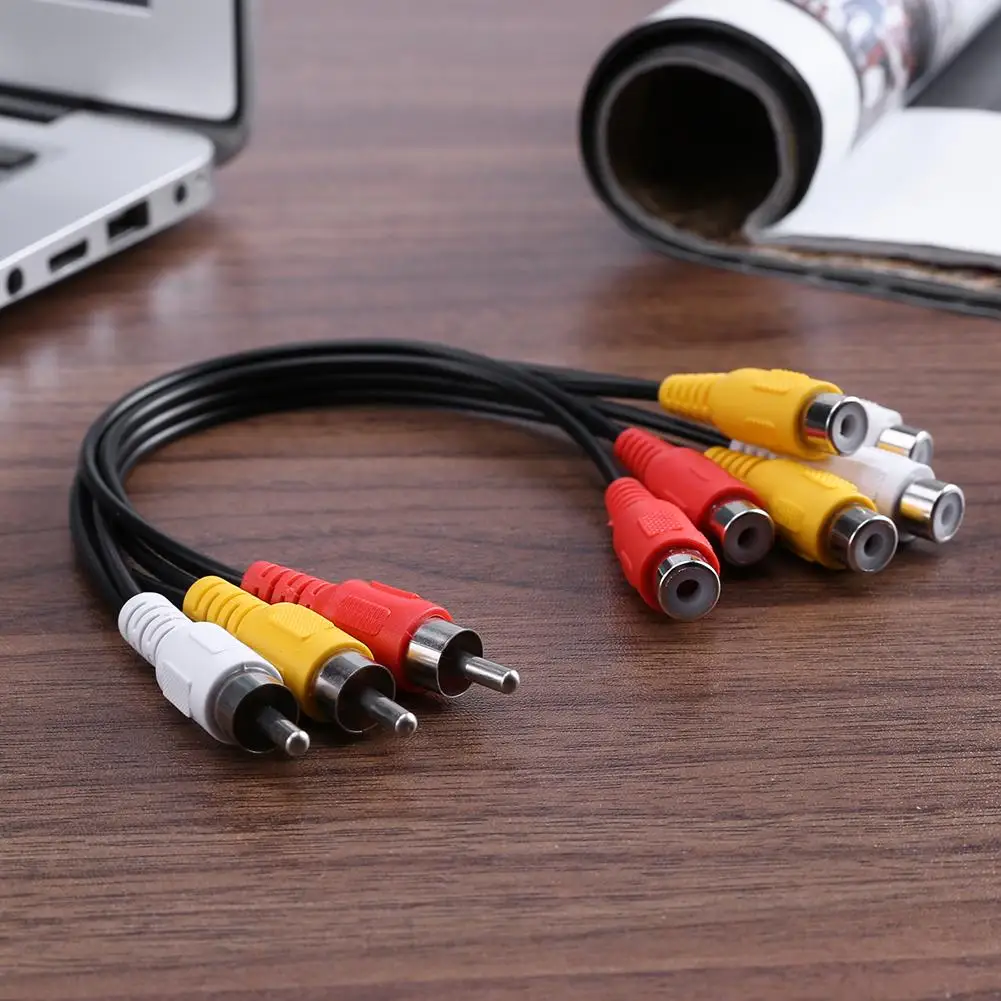 AV Audio Converter Adapter Cable Cord 3 RCA Male A to 6 RCA Female Video Wire Line for Home TV Consumer Electronics Accessories