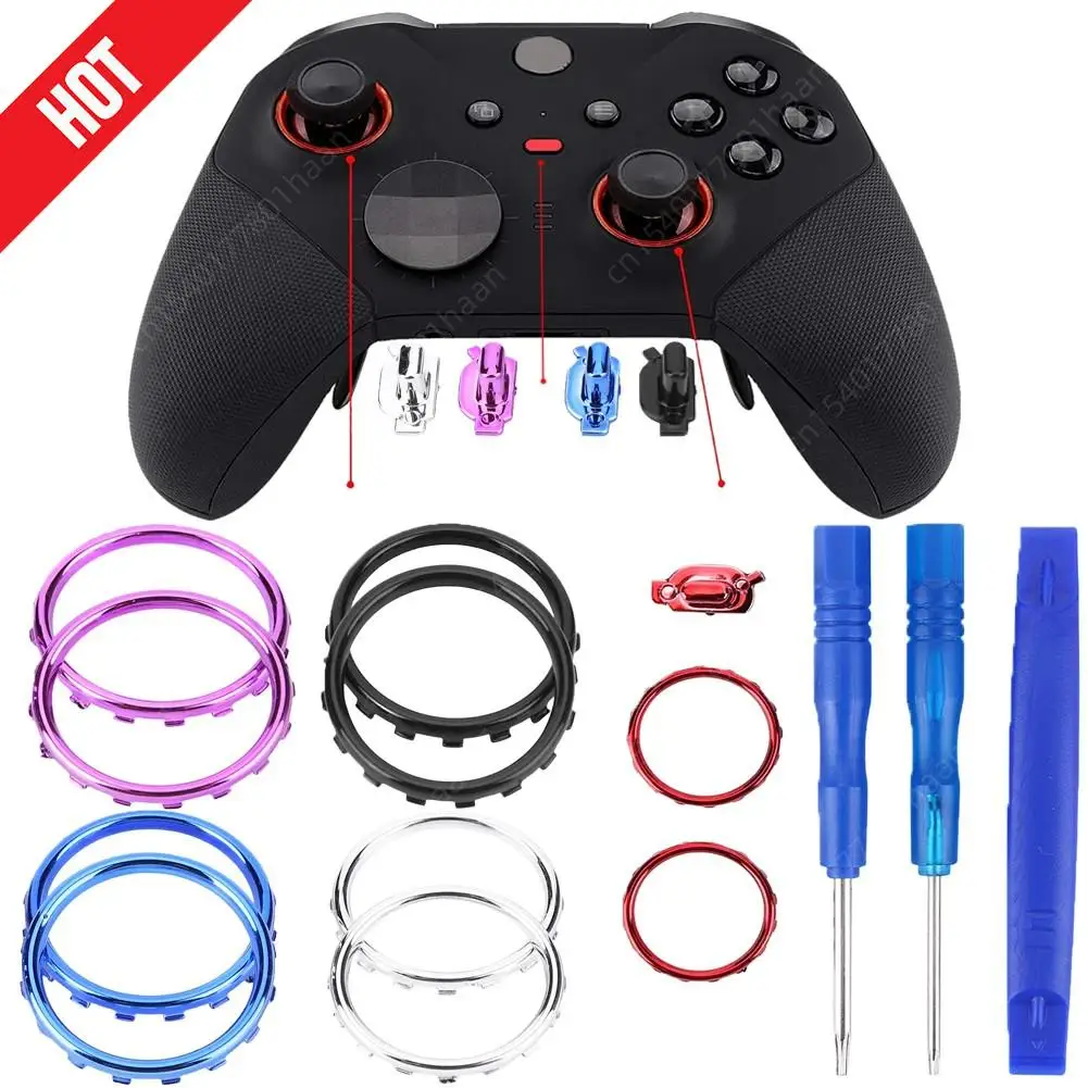 Accent Joystick Rings for Xbox One Elite Series 2 Replacement Accessories for Chrome Game Controller Thumbstick Accent Rings Kit