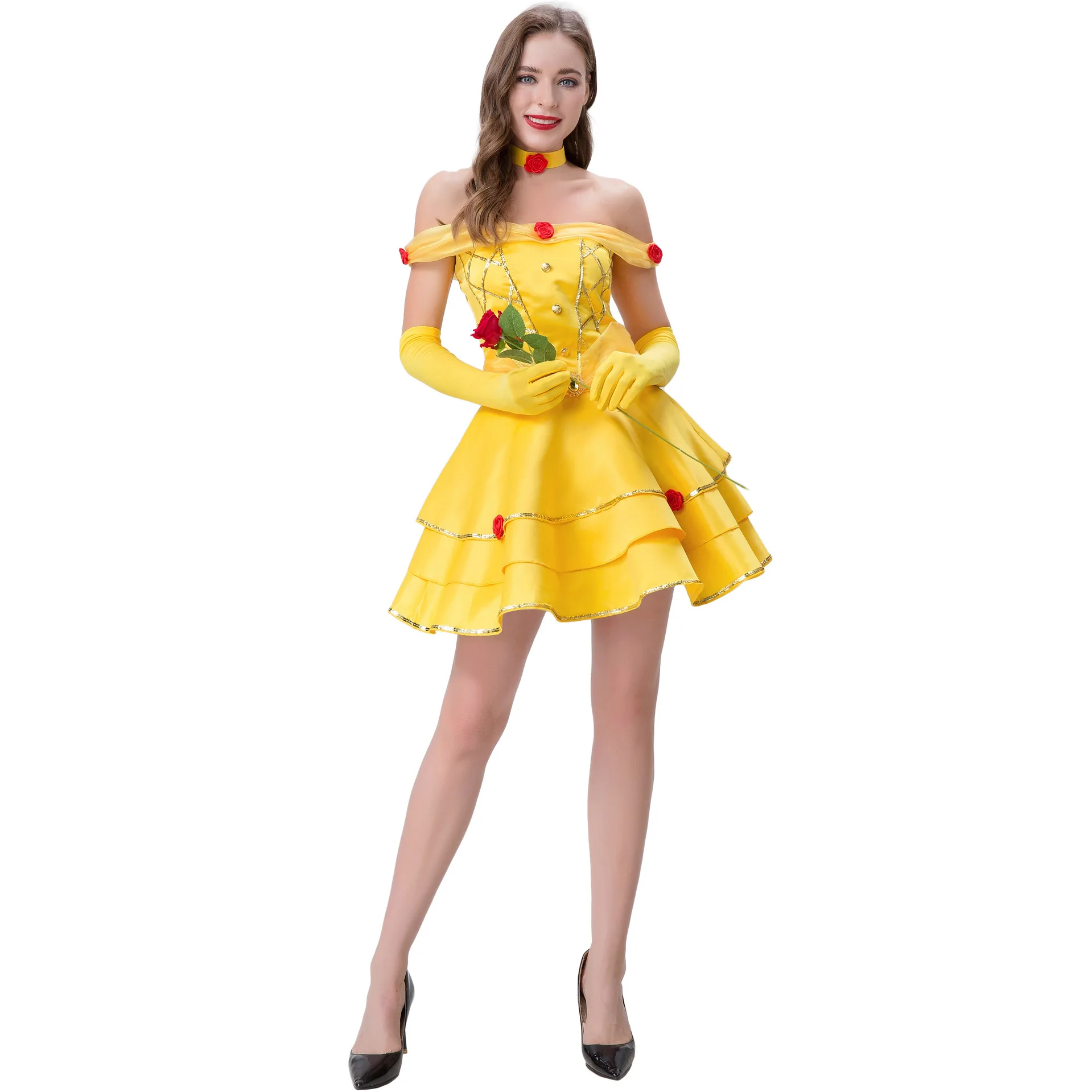 Adult Belle Princess Cosplay Costumes Fairy Tale Princess Fancy Dress Halloween Carnival Cosplay Clothing Beauty and Beast Dress