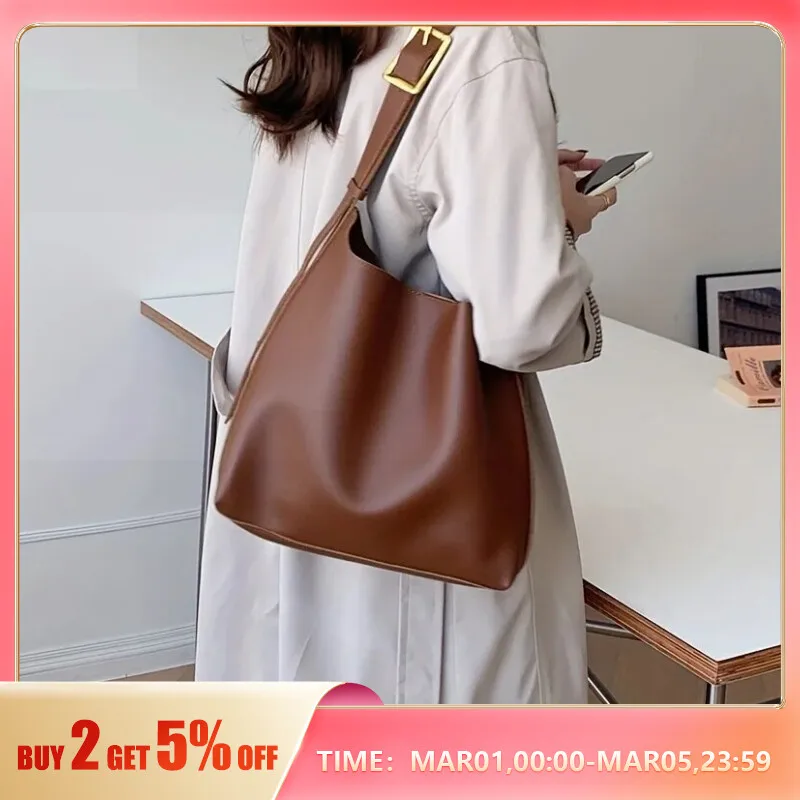 All-Match Women Shoulder Bag Solid Fashion Handbag Crossbody Bag Women’s Minimalist PU Leather Bag For Work