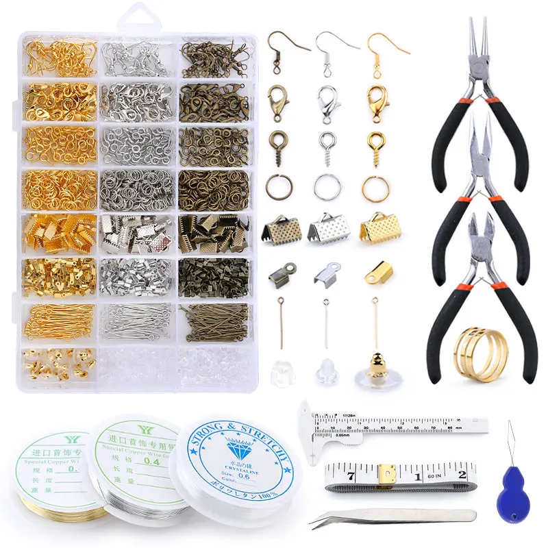 Alloy Accessories Jewelry Findings Set Jewelry Making Tools Copper Wire Open Jump Rings Earring Hook Jewelry Making Supplies Kit