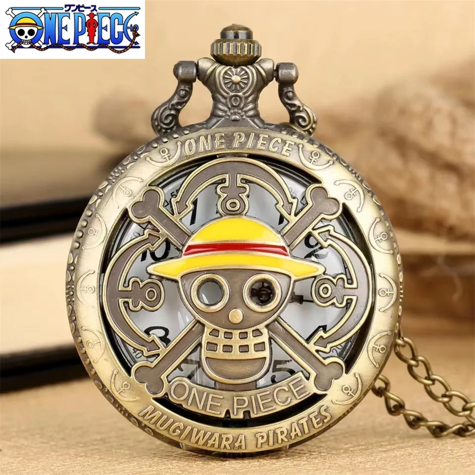 Anime One Piece Pocket Watch Animation Peripherals Toys European American Vintage Bronze Fashion Children Birthday Gifts