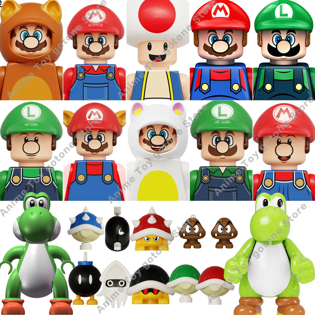 Anime Super Bros Mario Building Blocks Luigi mini Action toy Figures  Blocks Toys Bricks Assemble Toys Gifts for children KDL805