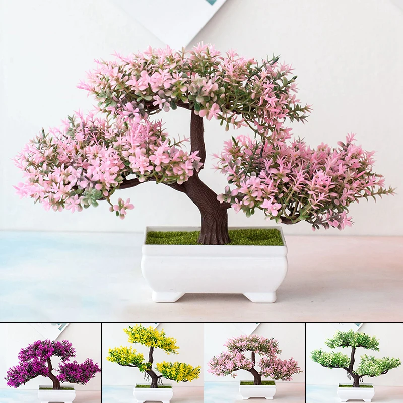 Artificial Plants Bonsai Plant Flowers Potted Ornaments Office Decor For Home Room Table Decoration Hotel Garden Decor