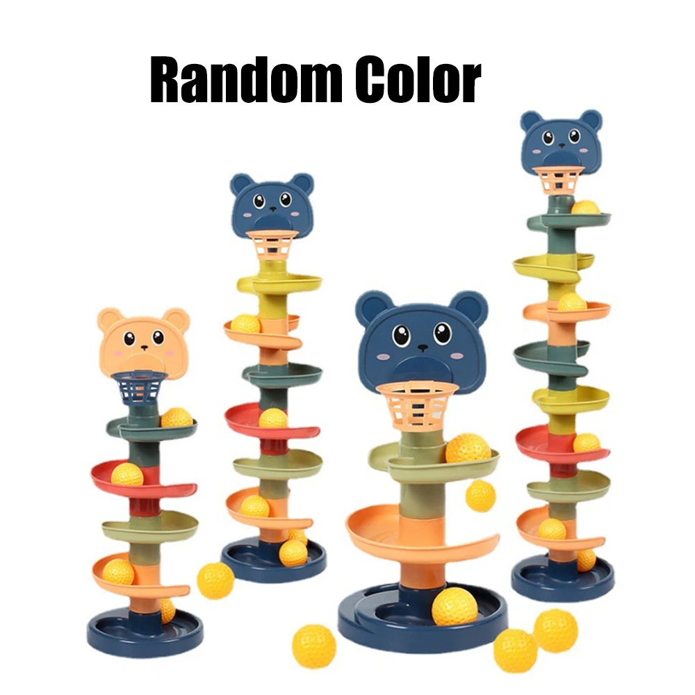 Baby Toys Rolling Ball Pile Tower Early Educational Toy For Babies Rotating Track Educational Baby Gift Stacking Toy For Kids