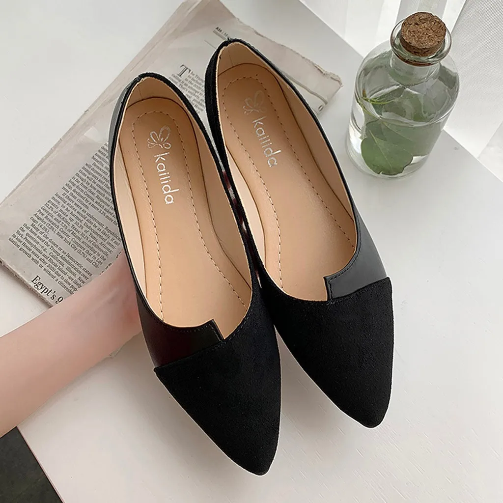 Ballet Splice Slip Flat Color Toe Fashion Women Shoes On Pointed Ballerina Women’S Sandals