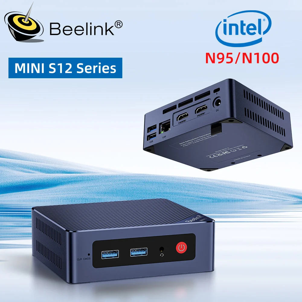 Beelink Min S12 Pro N100 Gamer Mini PC Intel 12th Gen N95 DDR4 8GB 256GB 16GB 500GB SSD 2.4G&5G Dual Wifi 1000M BT5.2 NVME Deskt