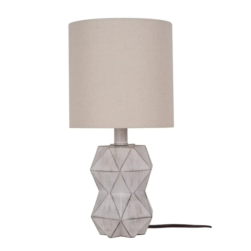 Better Homes & Gardens White Wash Faceted Faux Wood Table Lamp, 15.75