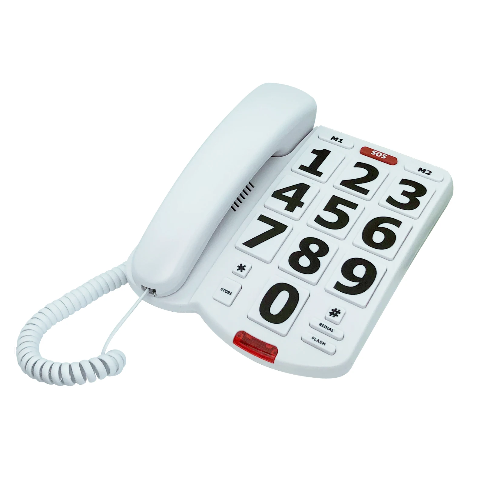 Big Button Telephone for Seniors, Corded Single Line Easy to Read Desk Landline Phone for Visually & Hearing Impaired Old People