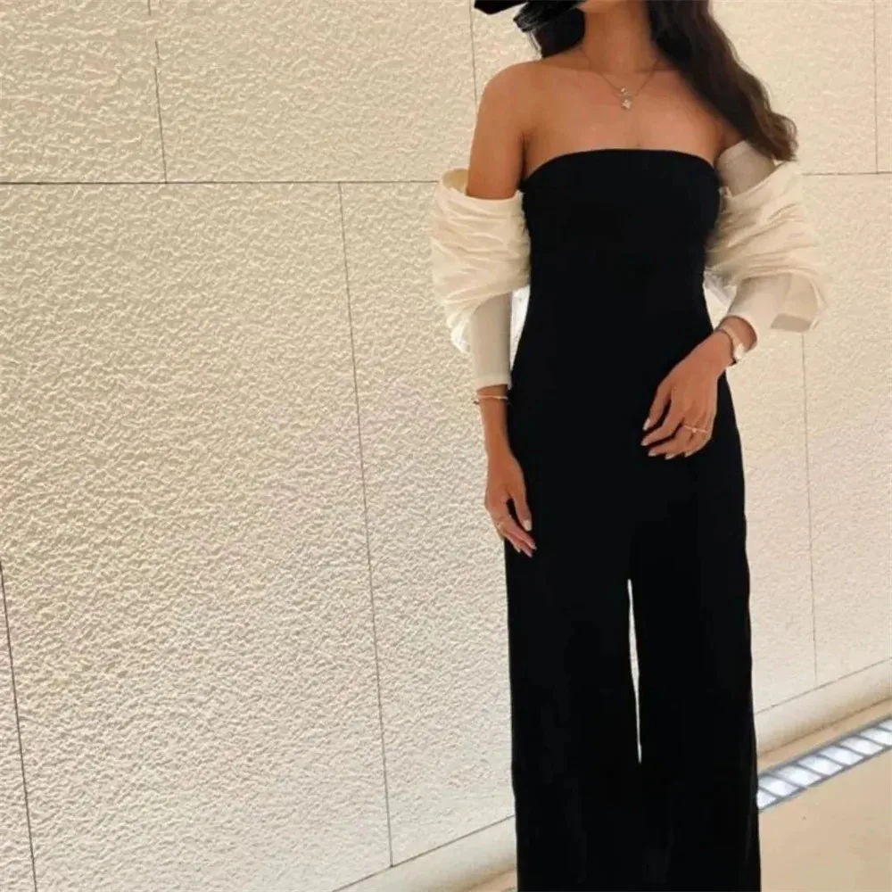 Black Evening Dresses Puff Sleeve Party dresses 2024 Off Shoulder Formal Occasion Dresses Long Prom Gown New فساتين طويلة