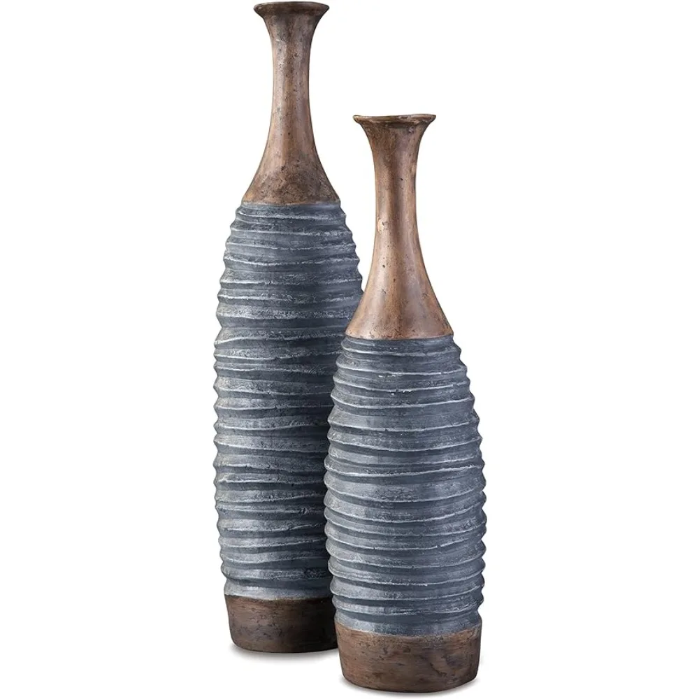 Blayze 2 Piece Decorative Vase Set Decoration Home Decorations Antique Gray & Brown Freight Free Decor Garden