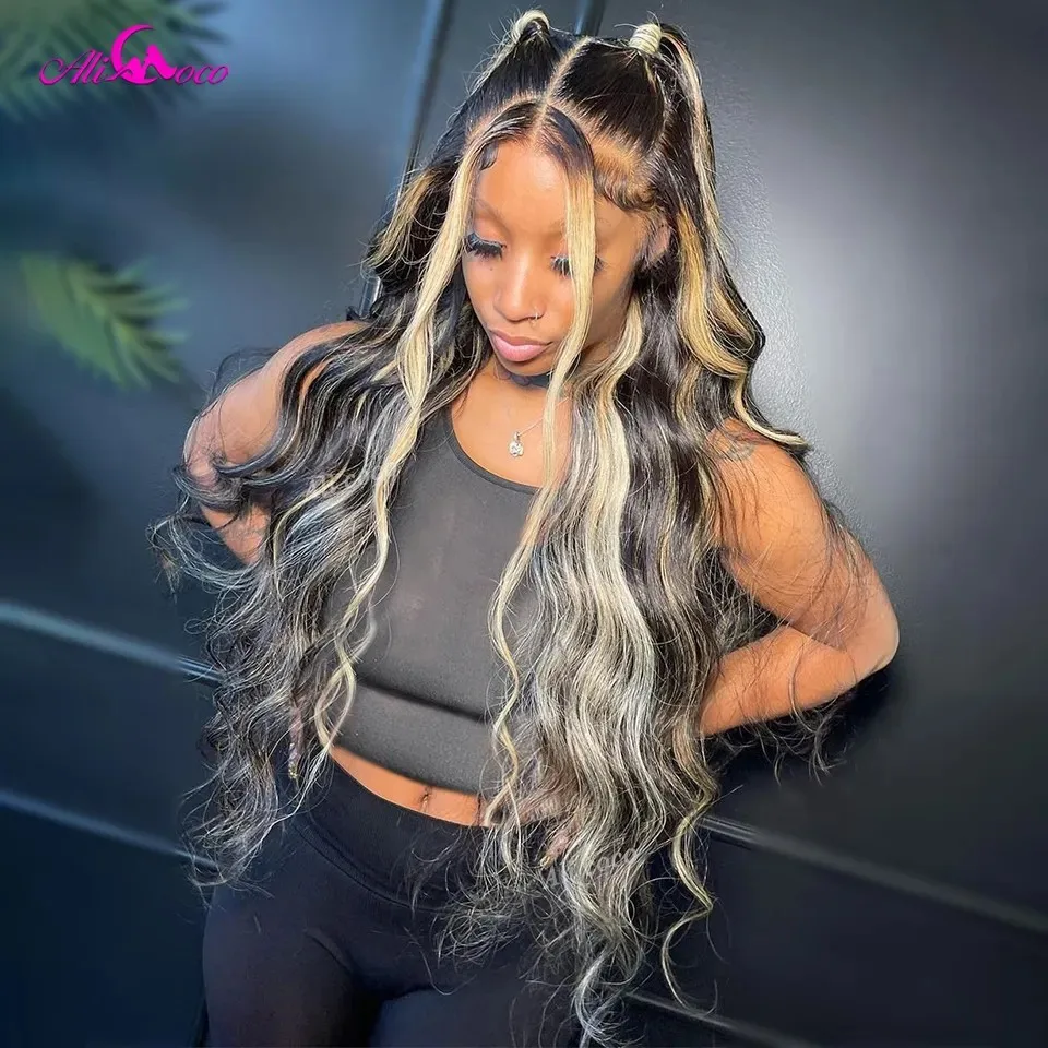 Blonde Highlight Wig Human Hair 13X4 13×6 Body Wave Lace Frontal Human Hair Wigs Glueless Preplucked Human Wigs Ready to Go