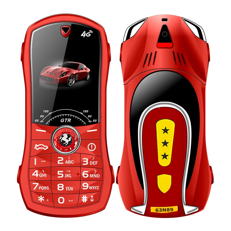 Car Shape Push Button Mobile Phone 1.8 Inch Mini Student Dual Sim 0.3MP CellPhone MP3 Wireless FM Luxury Type-C Telephone