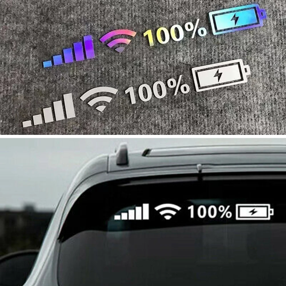 Car Vinyl Reflective Stickers Wifi Battery Level Signal Decals Decor Car Funny Sticker For Auto Decor Accessories