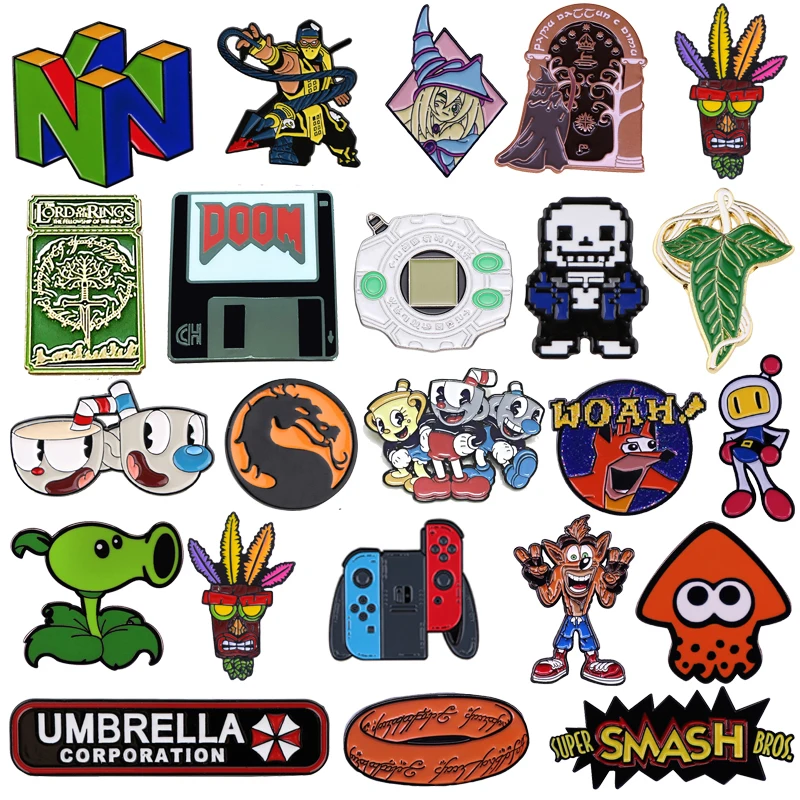 Cartoon Game Brooch Metal Enamel Badge Pin Backpack Hat Lapel Badge Men Women Fashion Jewelry Accessories Gifts