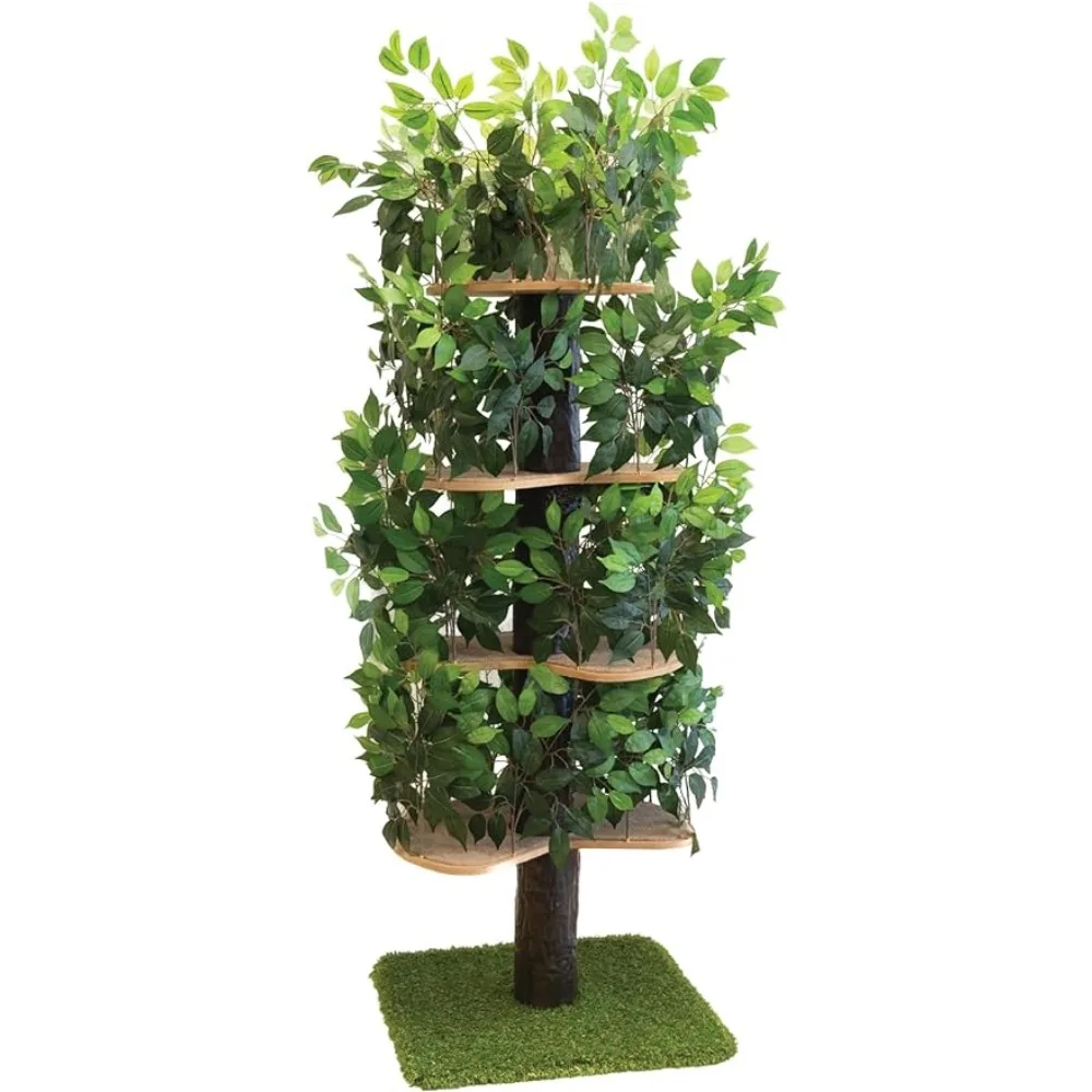 Cat Tree with Leaves Made in USA, Cat House  Activity Tree, Multi-Level  Condo for Indoor Cats  Cat Tree House