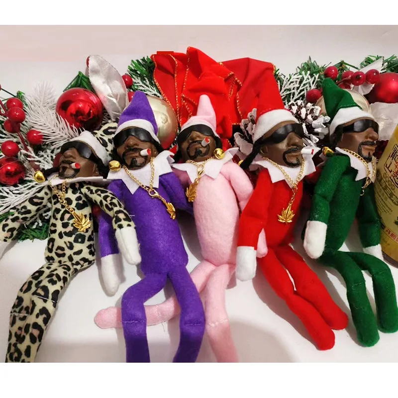 Christmas Decorations Creative Snoop On A Stoop Elf Doll Xmas Plush On A Bent Home Latex Ornaments New Year Elf Doll Gifts 2023