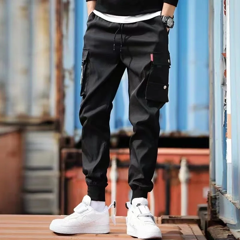 Classic Design Multi Pockets Cargo Pants, Men’s Casual Loose Fit Drawstring Cargo Pants Joggers For Spring Summer Outdoor