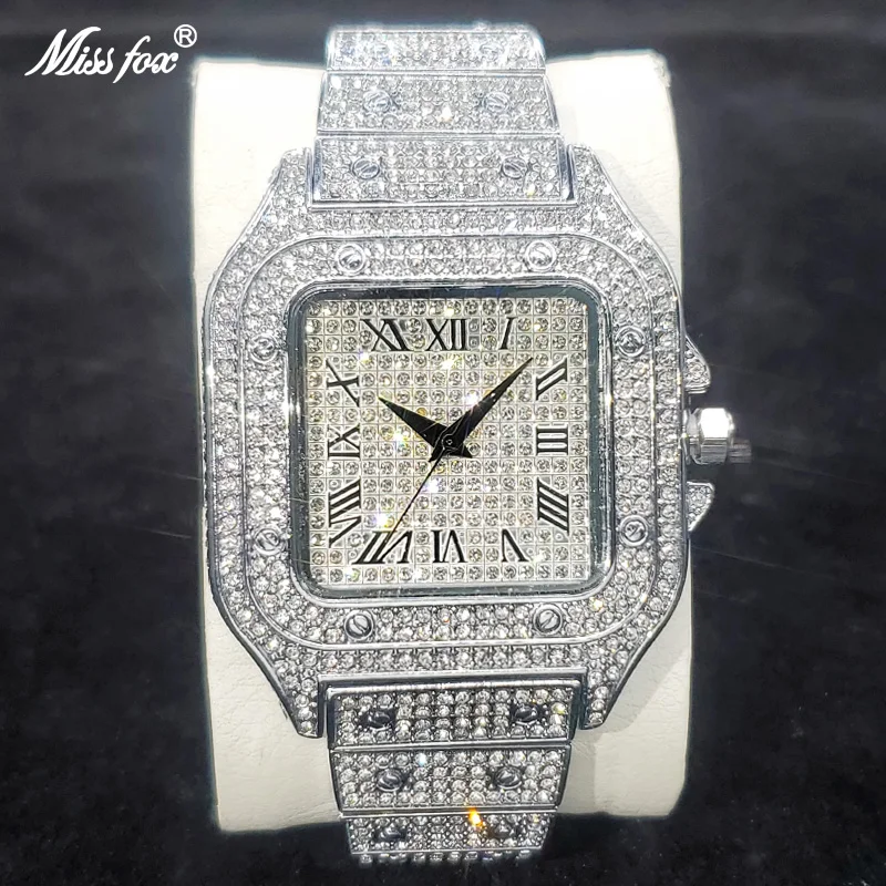 Classic Square Watch Luxury Full Diamond High Quality Quartz Watches Men Top Brand Original Iced Out Hip hop Male Clock Hot Sale