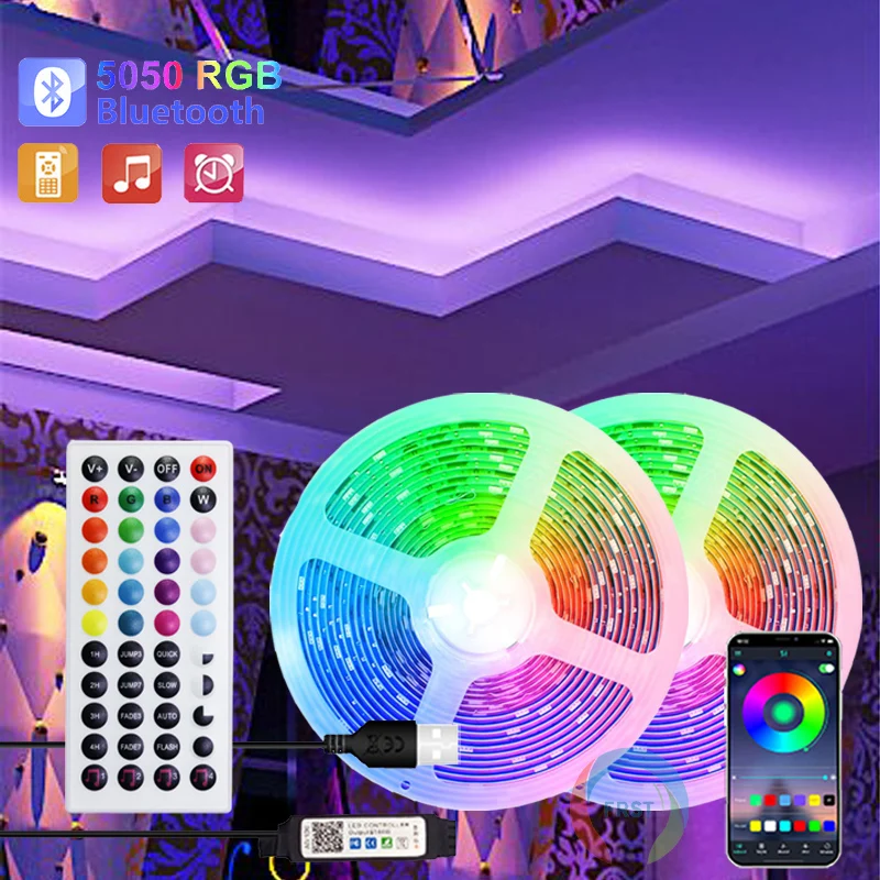 Color RGB 5050 LED Strip Bluetooth Tape Decor for Room LED 10m 15m 20m 30m PC TV backlight Neon LED Lighting Cветодиодная лента