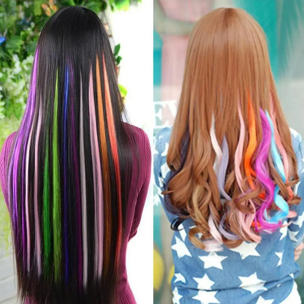 Colorful Long Wig Heat Resistant Hair Decor High-Temperature Fiber Long Extension Hairpiece For Ladies