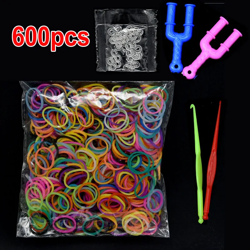 Colorful Rubber Loom Bands Weaving Braided Bracelet Gum Tool DIY Kit Box Kids Plaiting Toys for Children Girls Hair Accessories