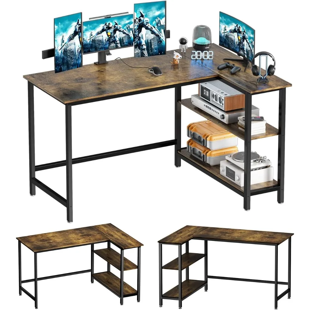 Computer Desk Saving Space Corner Table Home Office Computer Desk With Shelves Writing and Studying Suitable for Working Reading