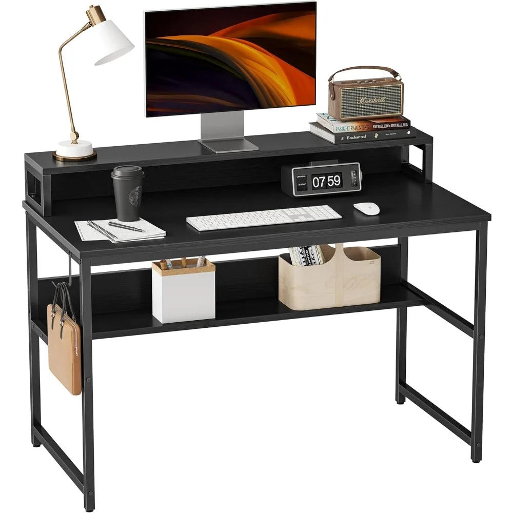 Computer desk,home gaming office desk with storage and bookshelf,learning andwriting desk with space saving design,computer desk